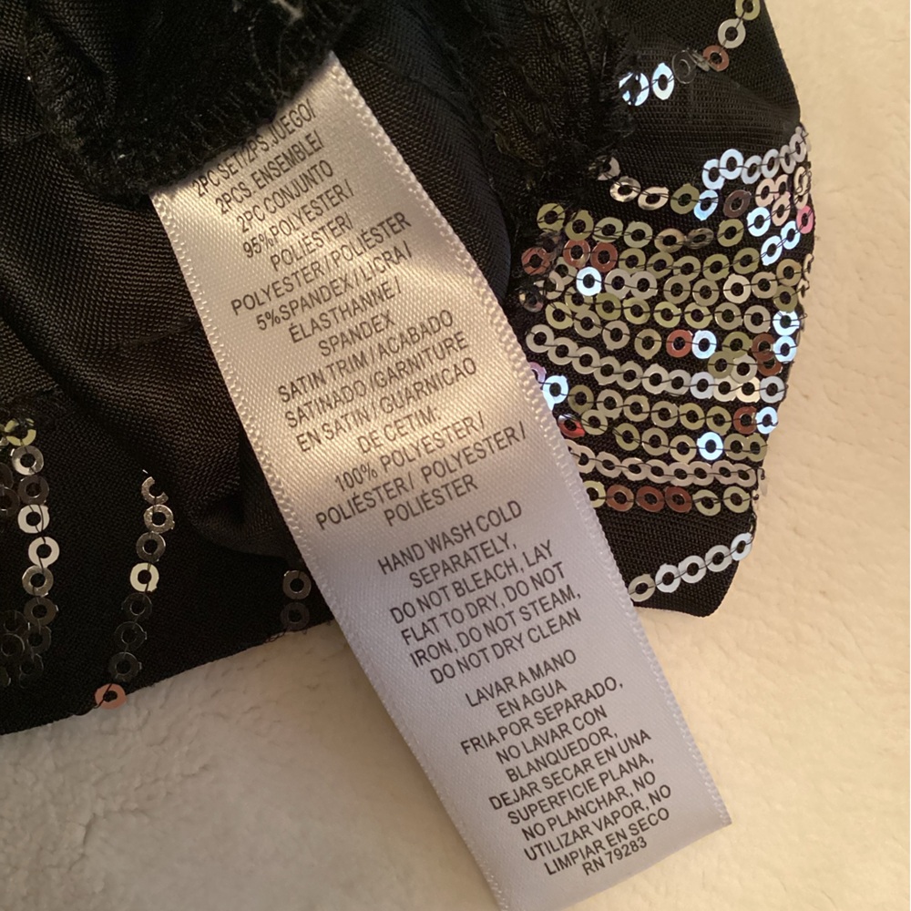 Alex Evenings Black Sequined Evening Jacket & Tank Top w Silver Wave Accents XL - Picture 12 of 12